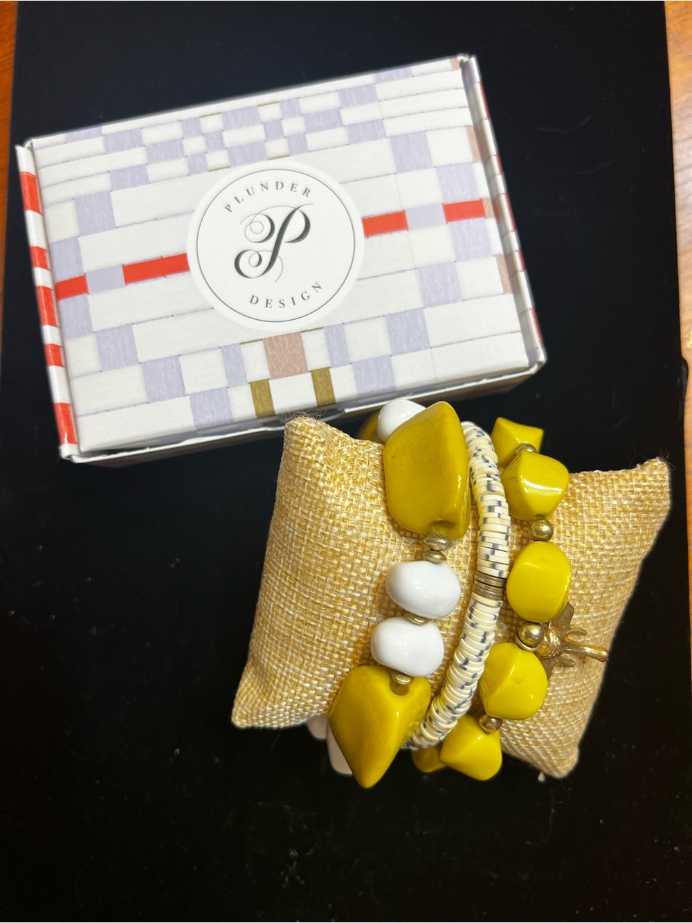 Plunder Yellow and White Beaded Bracelet Stack